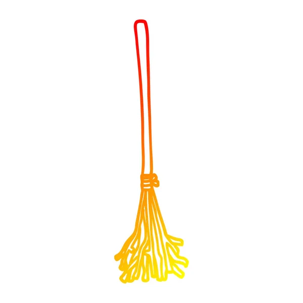 Varm gradient linje ritning tecknad Magic Broom pinnar — Stock vektor