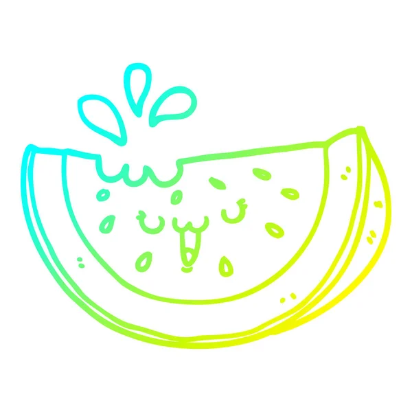 Kall gradient linje ritning tecknad vattenmelon — Stock vektor