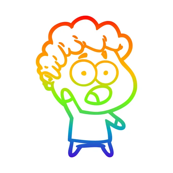 Linea gradiente arcobaleno disegno cartone animato uomo scioccato — Vettoriale Stock