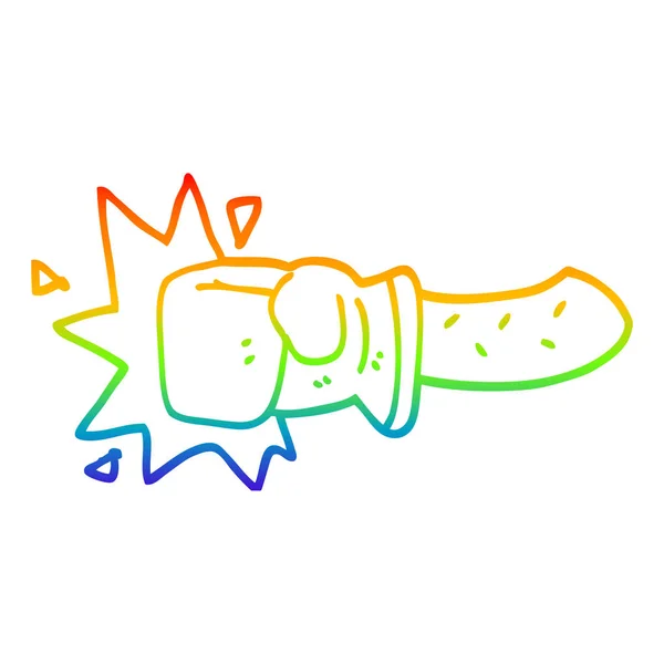 Linea gradiente arcobaleno disegno cartone animato pugno — Vettoriale Stock
