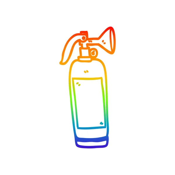 Regenboog gradiënt lijntekening cartoon brandblusser — Stockvector