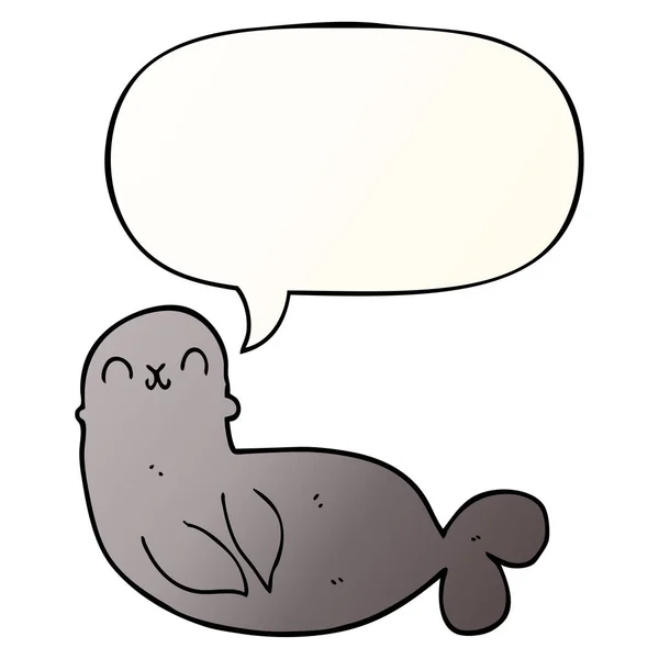 Cartoon seal and speech bubble in smooth gradient style — Stock Vector