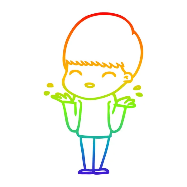 Arco iris gradiente línea dibujo feliz dibujos animados chico — Archivo Imágenes Vectoriales