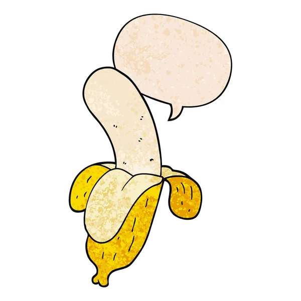 レトロな質感スタイルの漫画バナナとスピーチバブル — ストックベクタ