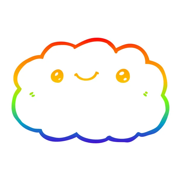 Regenbogen-Gradientenlinie Zeichnung Cartoon-Wolke — Stockvektor