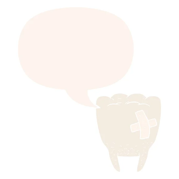 Karikatur schlechter Zähne und Sprechblase im Retro-Stil — Stockvektor