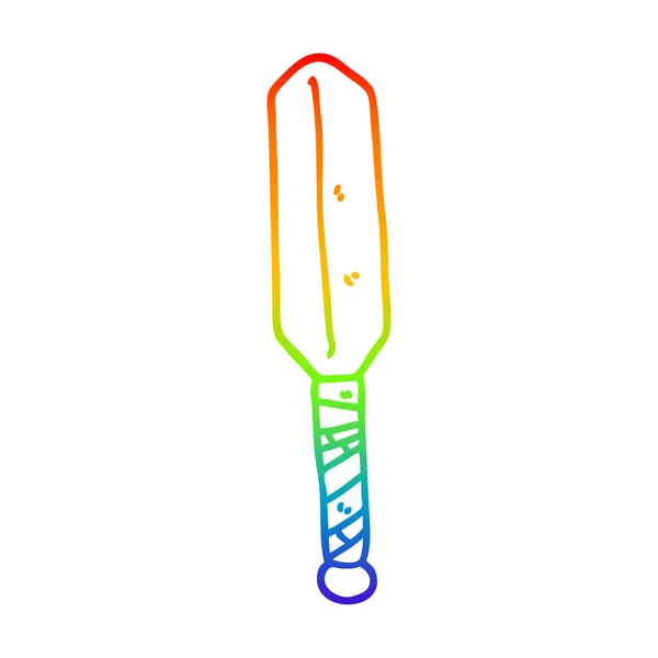 Arco-íris linha gradiente desenho cartoon baseball bat — Vetor de Stock