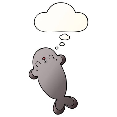 çizgi film mühür ve pürüzsüz degrade tarzında düşünce balonu