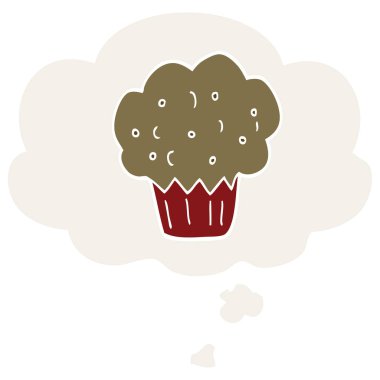 retro tarzıkarikatür muffin ve düşünce balonu