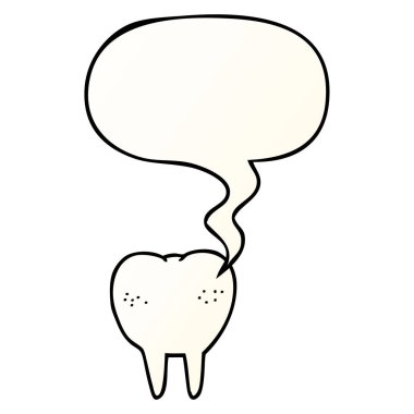 düzgün degrade tarzında karikatür diş ve konuşma balonu