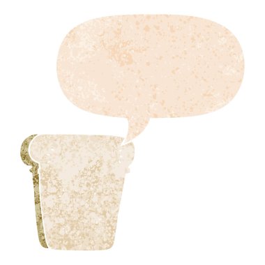 retro dokulu tarzında ekmek ve konuşma balonu karikatür dilim