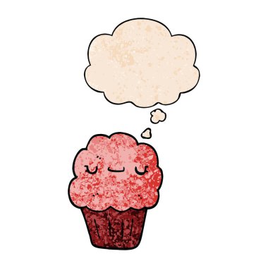 karikatür muffin ve grunge doku desen stil düşünce balonu