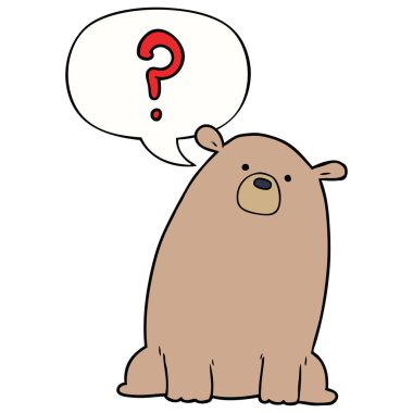 karikatür meraklı ayı ve konuşma balonu