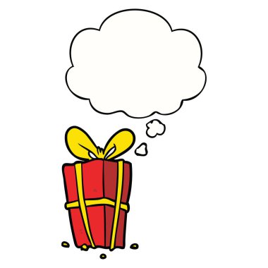 karikatür xmas mevcut ve düşünce balonu