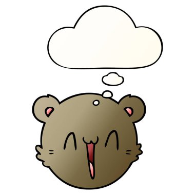 sevimli karikatür oyuncak ayı yüz ve pürüzsüz gradie kabarcık düşünce