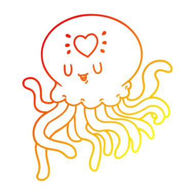 sıcak degrade çizgi çizim karikatür denizanası aşık