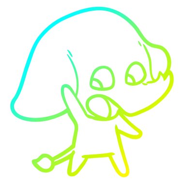 soğuk degrade çizgi çizim sevimli karikatür fil