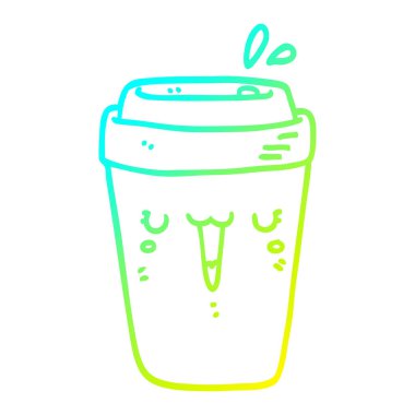 soğuk degrade çizgi çizim karikatür kahve fincanı