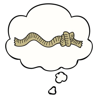 karikatür düğümlü halat ve düşünce balonu