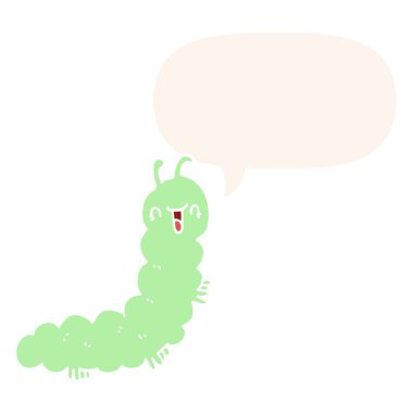 retro tarzıkarikatür tırtıl ve konuşma balonu