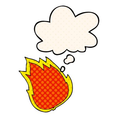 çizgi film yangın ve çizgi roman tarzında düşünce balonu