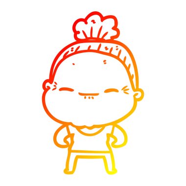 sıcak degrade çizgi çizim karikatür barışçıl yaşlı kadın