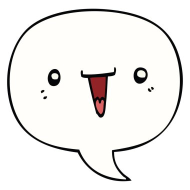 sevimli karikatür yüz ve konuşma balonu