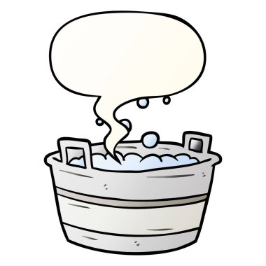 pürüzsüz g su ve konuşma balonu dolu karikatür eski tin banyo