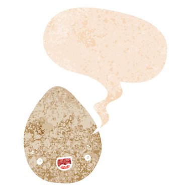 retro dokulu tarzda karikatür yumurta ve konuşma balonu