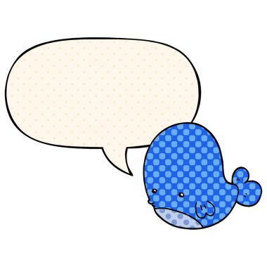 çizgi film tarzında karikatür balina ve konuşma balonu