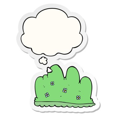 karikatür çit ve baskılı bir etiket olarak düşünce balonu