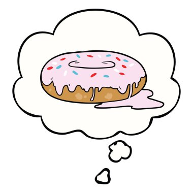 karikatür donut ve düşünce balonu