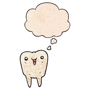 karikatür diş ve grunge doku desen tarzında düşünce kabarcığı