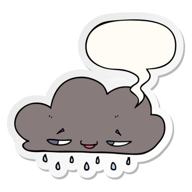 karikatür yağmur bulutu ve konuşma balonu etiket