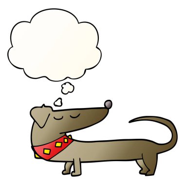 karikatür köpek ve pürüzsüz degrade tarzında kabarcık düşünce