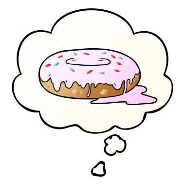 çizgi film donut ve pürüzsüz degrade tarzında düşünce balonu