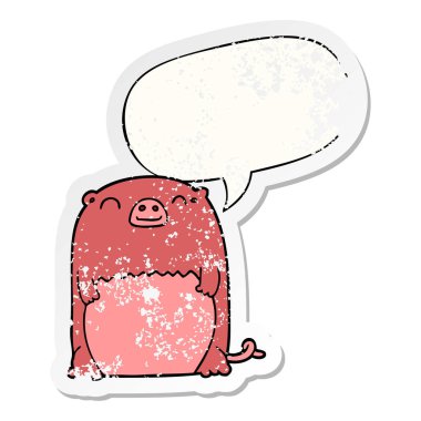 karikatür yaratık ve konuşma balonu sıkıntılı etiket