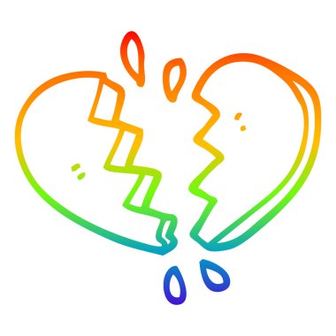 gökkuşağı degrade çizgi çizim karikatür kırık kalp