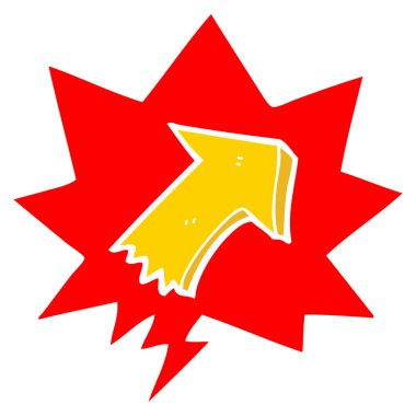 retro tarzında karikatür işaret ok ve konuşma balonu