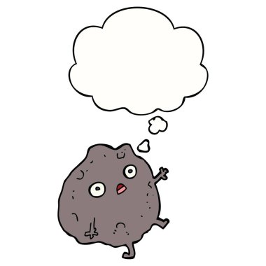 karikatür kaya düşen ve düşünce balonu