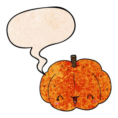 retro doku tarzında karikatür kabak ve konuşma balonu