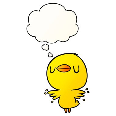 karikatür civciv kanat çırpma ve pürüzsüz gradie kabarcık düşünce