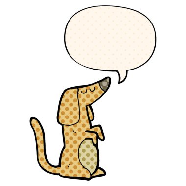 çizgi film tarzında çizgi film köpek ve konuşma balonu