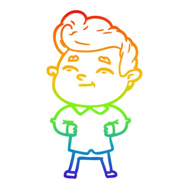 gökkuşağı degrade çizgi çizim mutlu karikatür adam