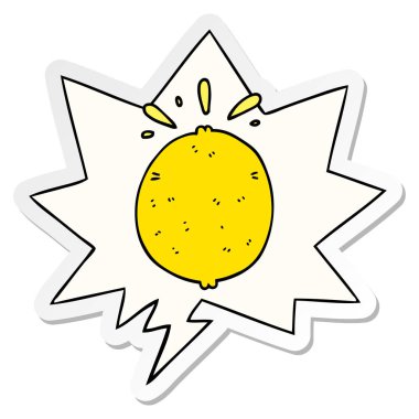karikatür limon ve konuşma kabarcık etiket