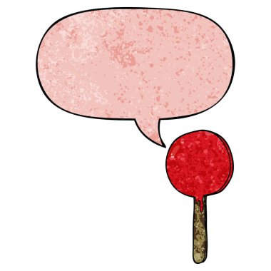 retro doku tarzında karikatür lolipop ve konuşma balonu