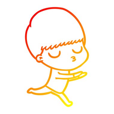 sıcak degrade çizgi çizim karikatür sakin çocuk