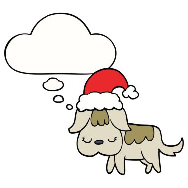 sevimli noel köpek ve düşünce balonu