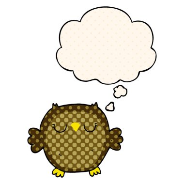 çizgi film baykuş ve çizgi roman tarzında düşünce balonu