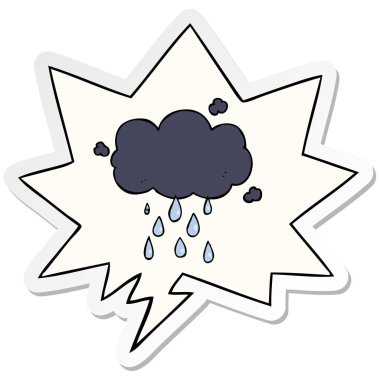 karikatür bulut yağmur ve konuşma balonu etiket